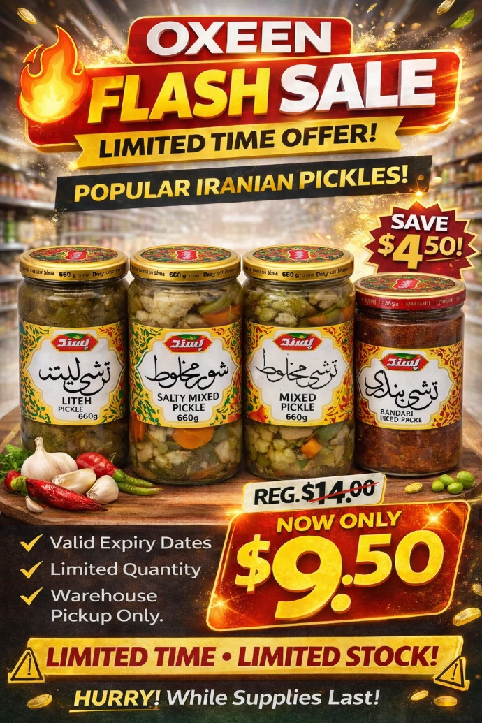 Persian pickles 660g flash sale Toronto warehouse grocery